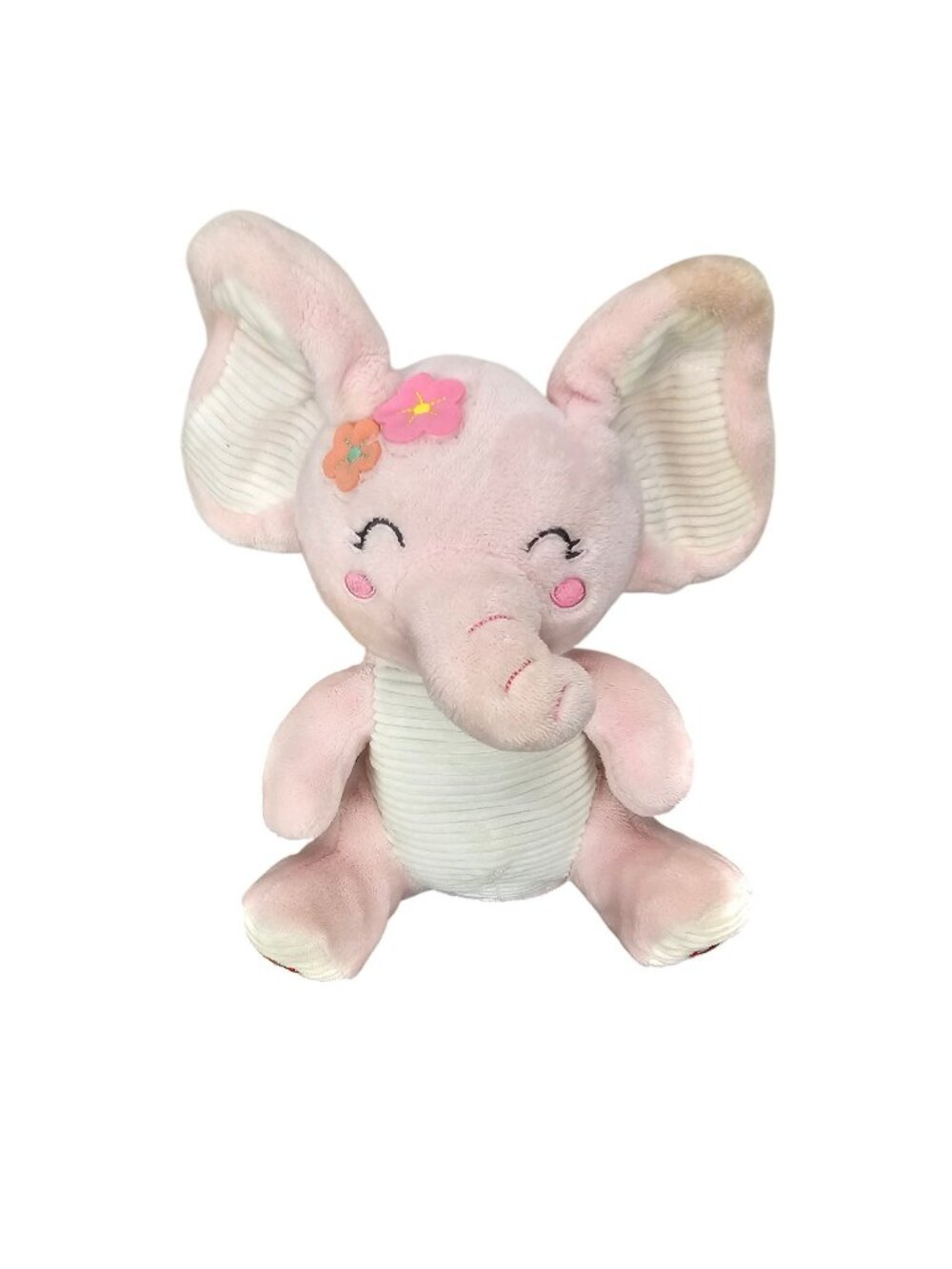 Spark Imagine Baby Pink Elephant Plush Toy With Embroidered Flowers & Corduroy A